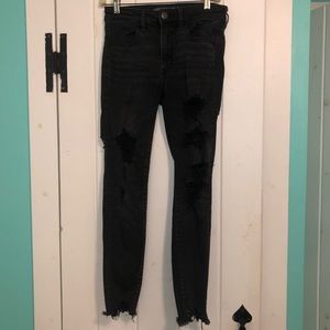 Black Ripped American Eagle Jeans, Hi Rise Jegging